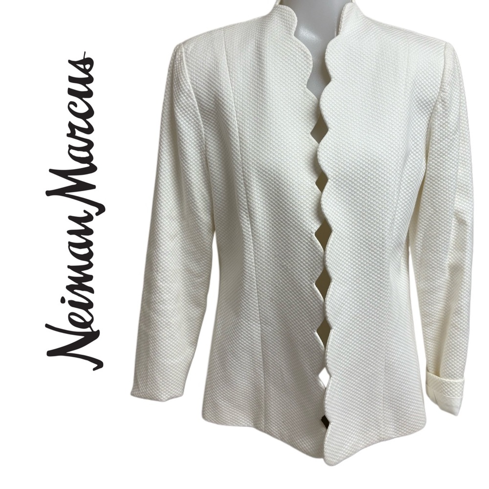 Neiman Marcus Ivory Textured Jacket